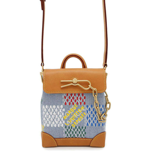 LOUIS VUITTON Nano Steamer MulticolorN00190 LV Birds Damier Denim