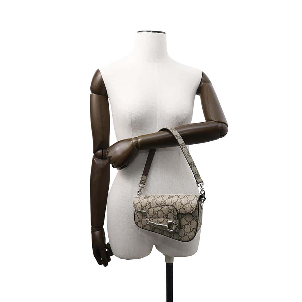 GUCCI Horsebit 1955 GG Supreme Shoulder Bag Beige774209 GG Supreme Canvas Leather Size Mini