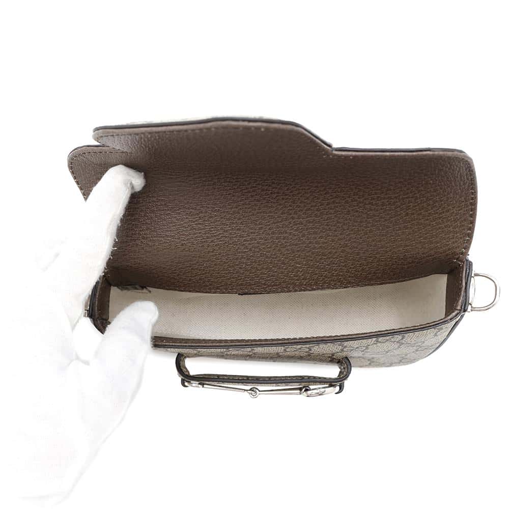 GUCCI Horsebit 1955 GG Supreme Shoulder Bag Beige774209 GG Supreme Canvas Leather Size Mini