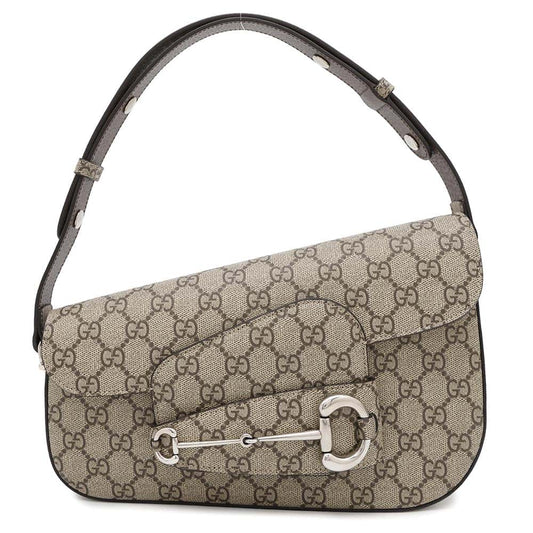 GUCCI Horsebit 1955 GG Supreme Shoulder Bag Beige764155 GG SupremeCanvas Leather
