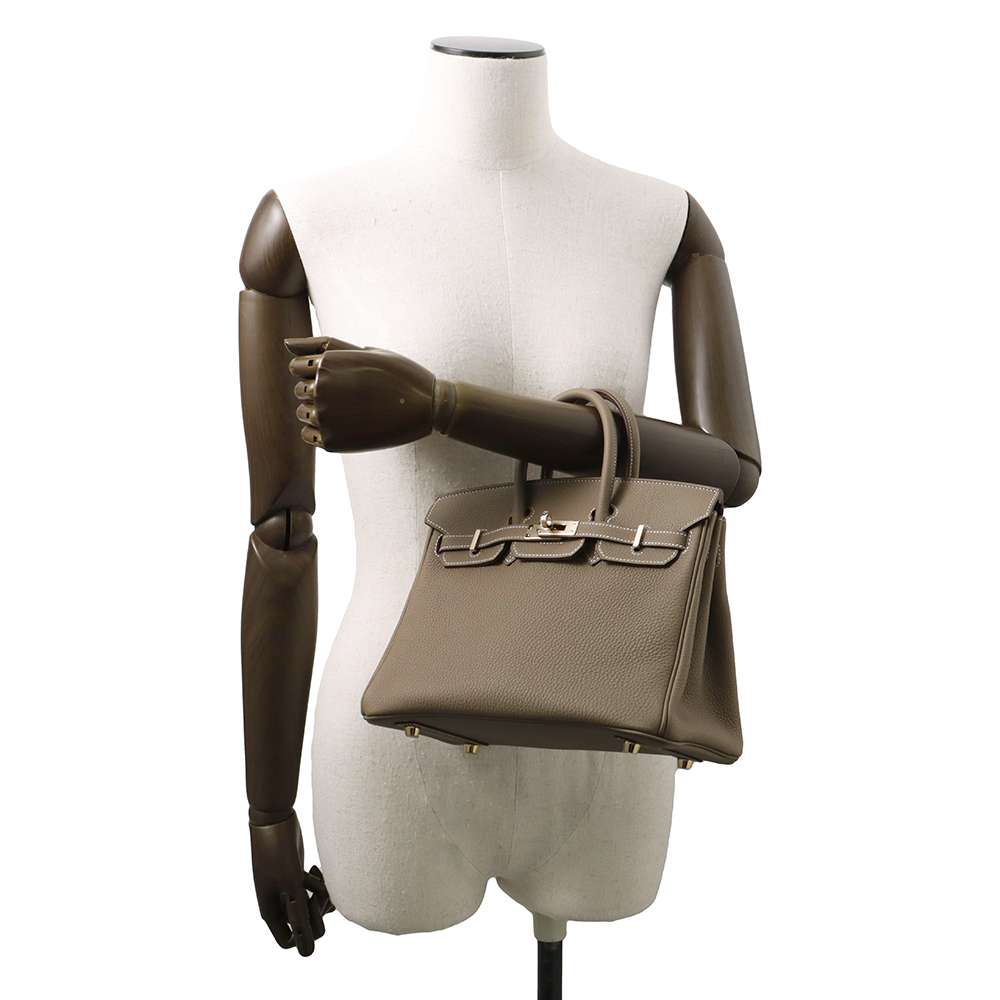 HERMES Birkin Verso Etoupe/Marron Fonce Togo Leather Size 25