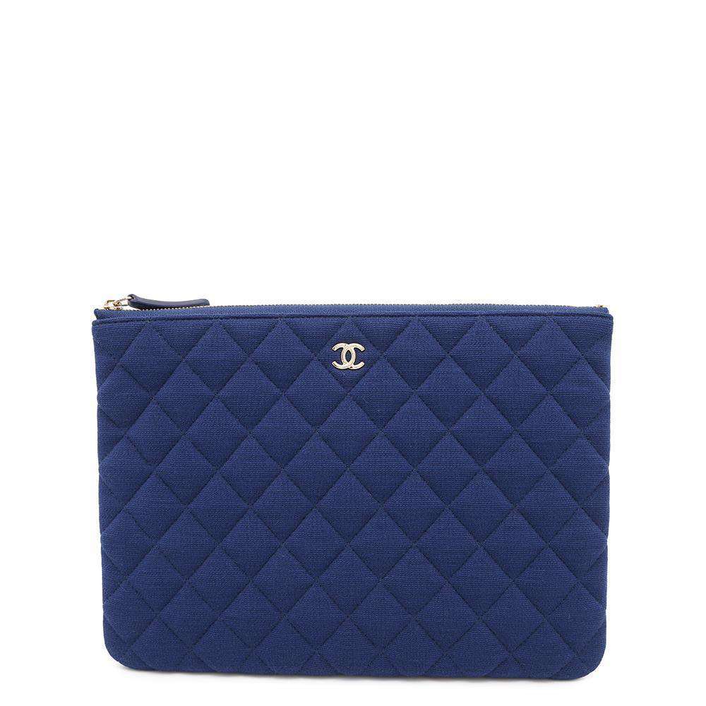 CHANEL Matelasse Clutch Bag BlueA82545 Cotton