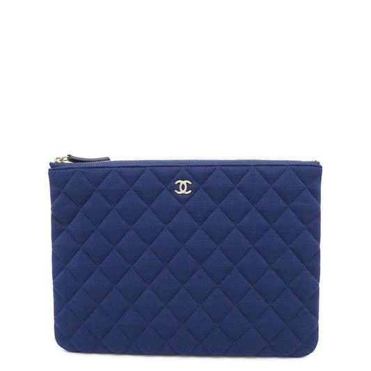 CHANEL Matelasse Clutch Bag BlueA82545 Cotton
