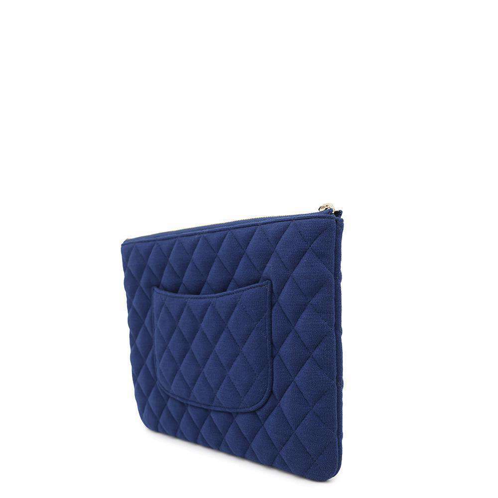 CHANEL Matelasse Clutch Bag BlueA82545 Cotton