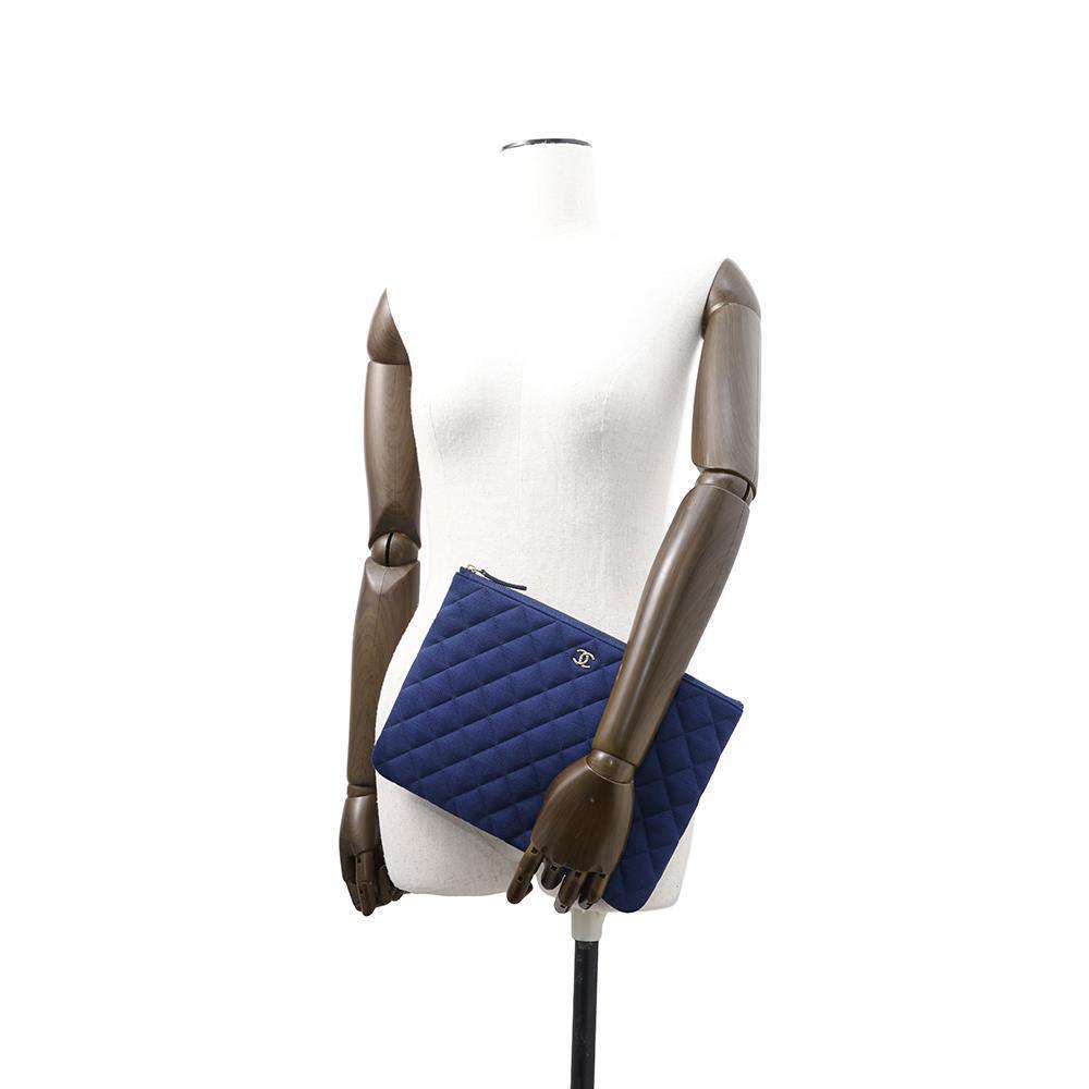 CHANEL Matelasse Clutch Bag BlueA82545 Cotton