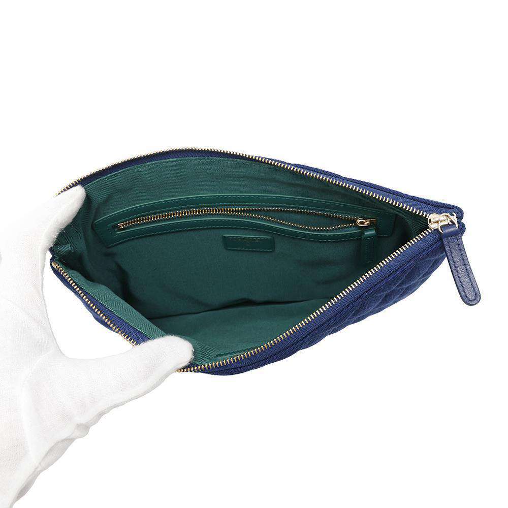 CHANEL Matelasse Clutch Bag BlueA82545 Cotton