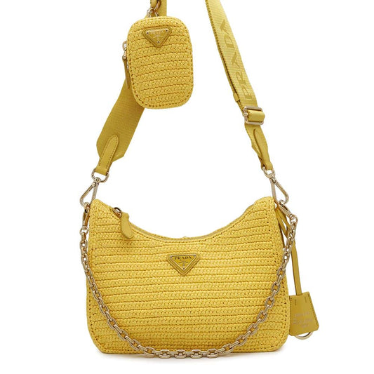 PRADA Re-Edition2005 Shoulder Bag Yellow1BH204 Raffia