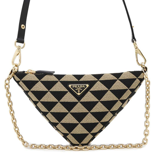PRADA Triangle 2WAY Shoulder Bag Black/Beige1BC543 Canvas Leather