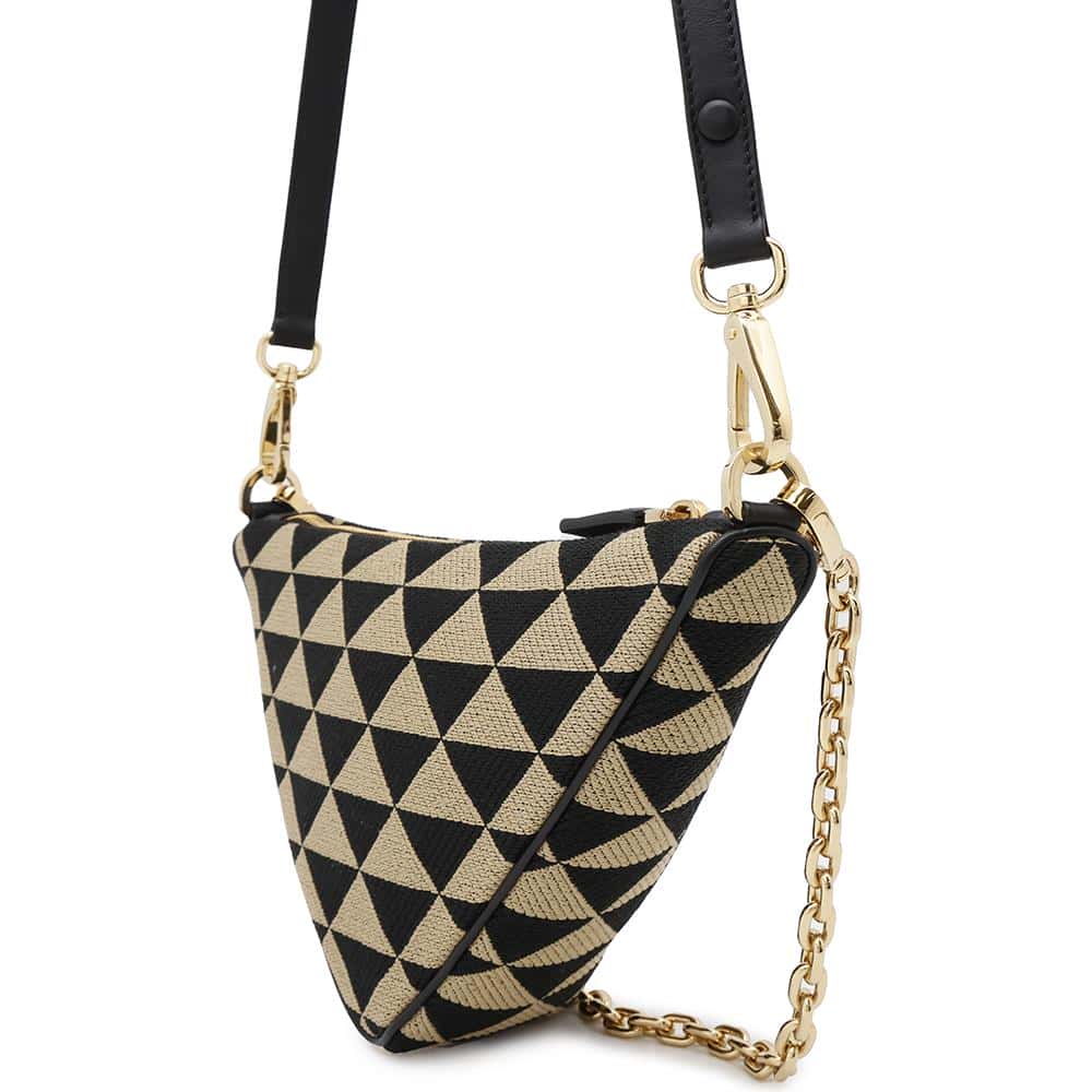 PRADA Triangle 2WAY Shoulder Bag Black/Beige1BC543 Canvas Leather