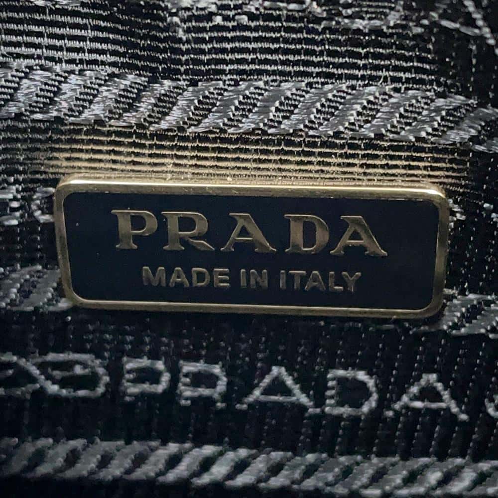 PRADA Triangle 2WAY Shoulder Bag Black/Beige1BC543 Canvas Leather