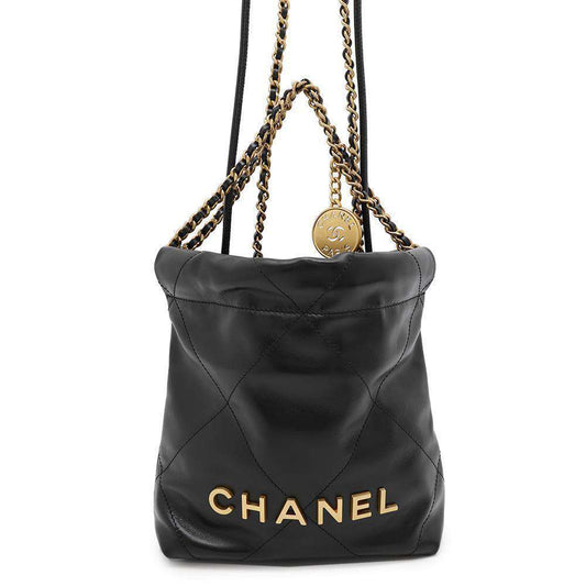 CHANEL CHANEL 22 ChainShoulder BlackAS3980 Shiny Calf Leather Size Mini
