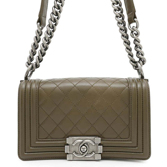 CHANEL Boy Chanel ChainShoulder KhakiA67085 Lambskin Size Small