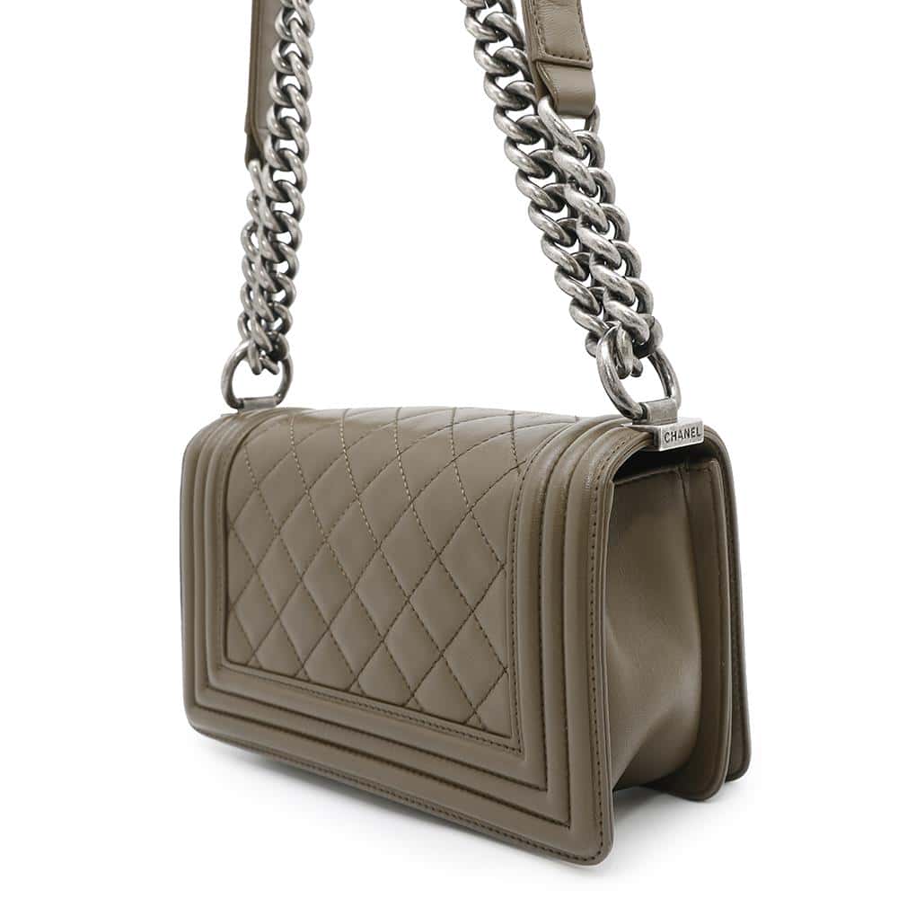 CHANEL Boy Chanel ChainShoulder KhakiA67085 Lambskin Size Small