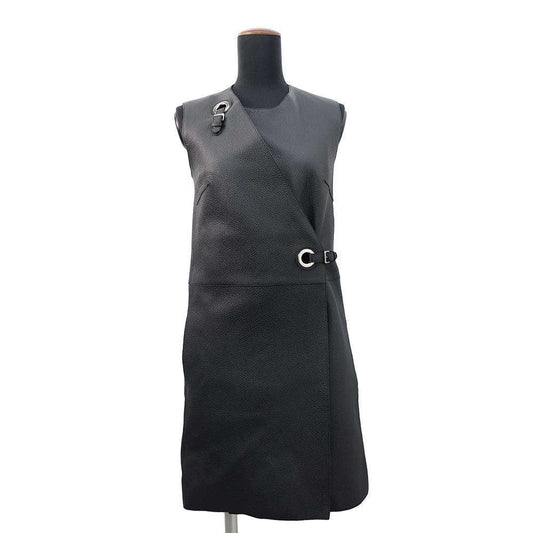 HERMES one piece Size 34 Black Deer Leather100%