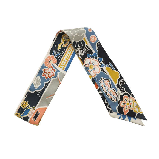 HERMES Twilly Bingata Bingata Black/Rouge/Multicolor Silk100%
