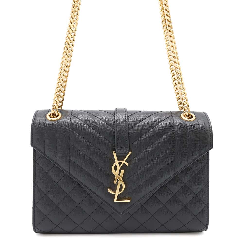 SAINT LAURENT PARIS Envelope ChainShoulder Bag Black600185 Calf Leather Size Medium