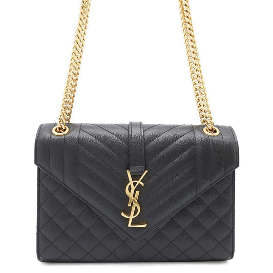 SAINT LAURENT PARIS Envelope ChainShoulder Bag Black600185 Calf Leather Size Medium