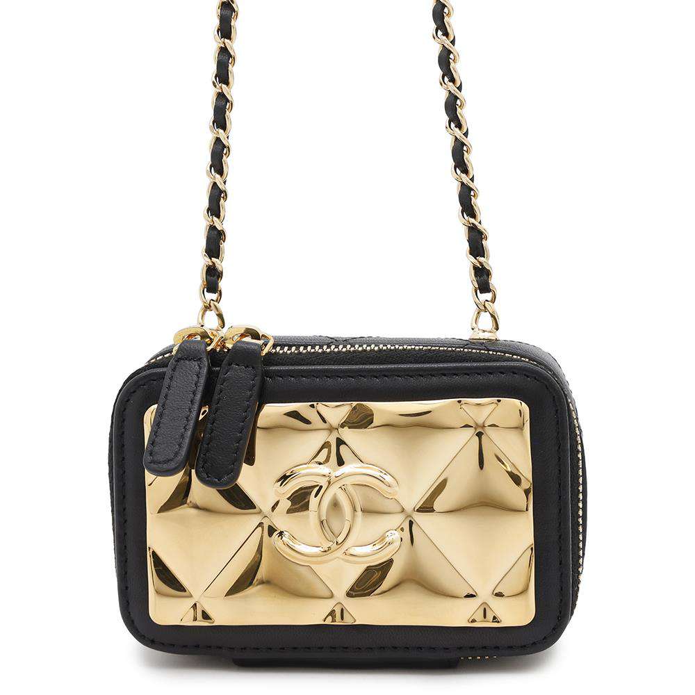 CHANEL Matelasse CC Logo Shoulder Bag Black/GoldAP2393 Lambskin Metal