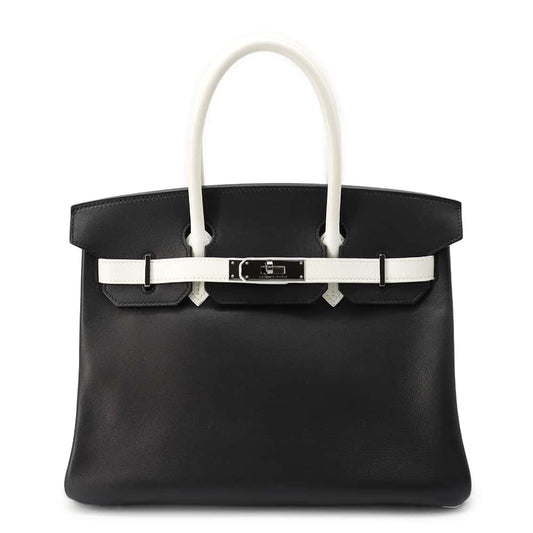 HERMES Birkin Bicolor Black/White Swift Leather Size 30