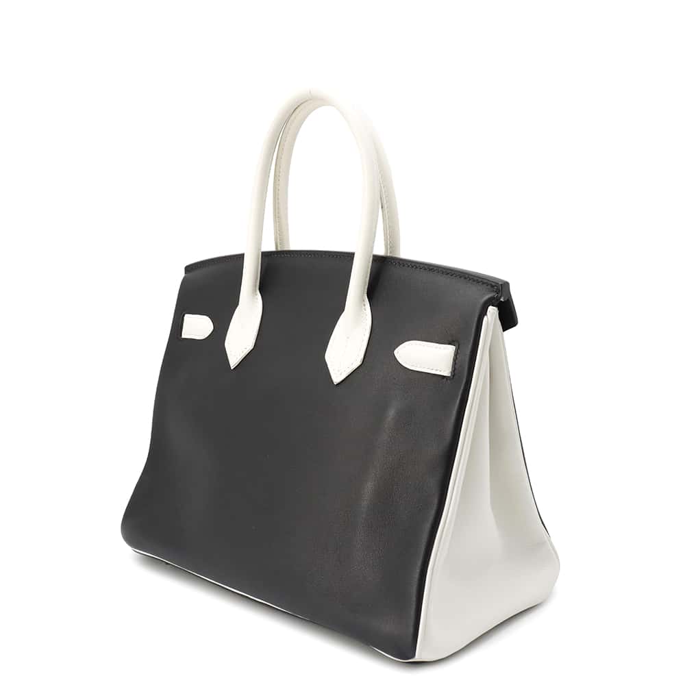 HERMES Birkin Bicolor Black/White Swift Leather Size 30