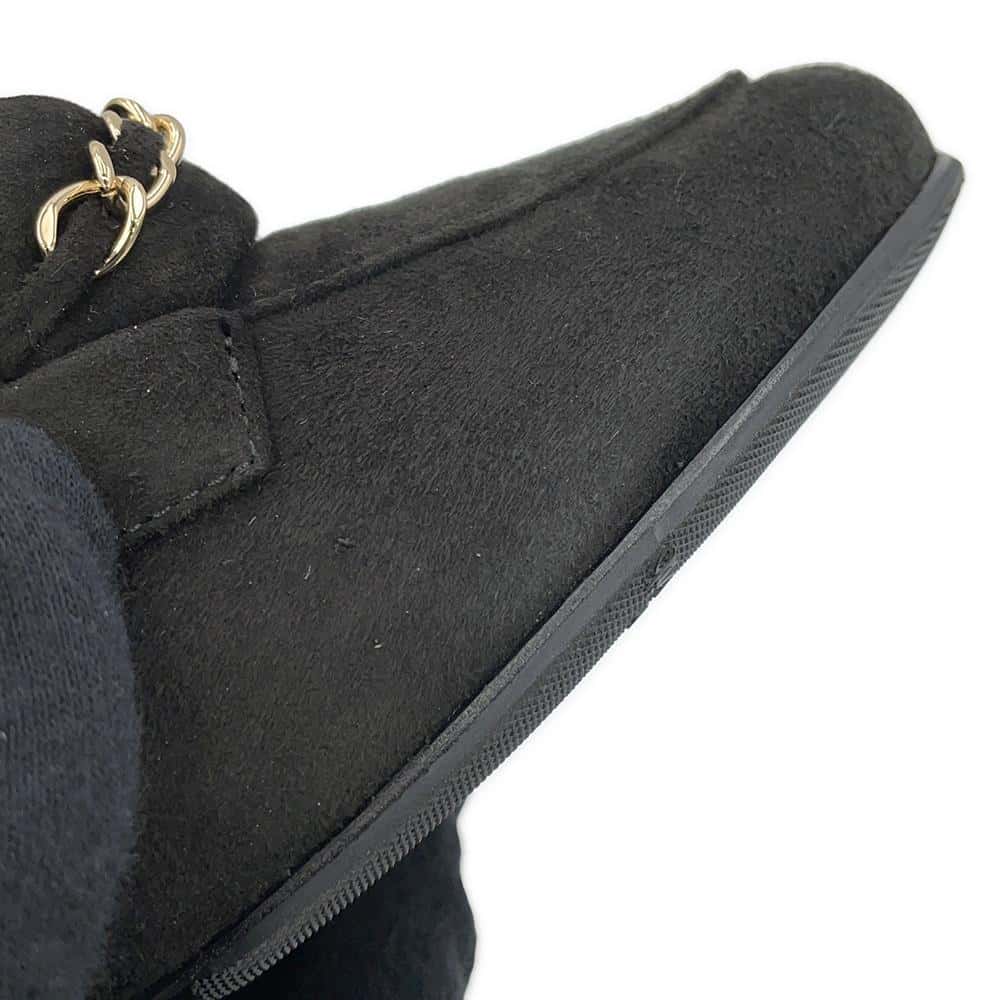 CHANEL CC Logo Chain Loafers BlackG32955 suede Size 37