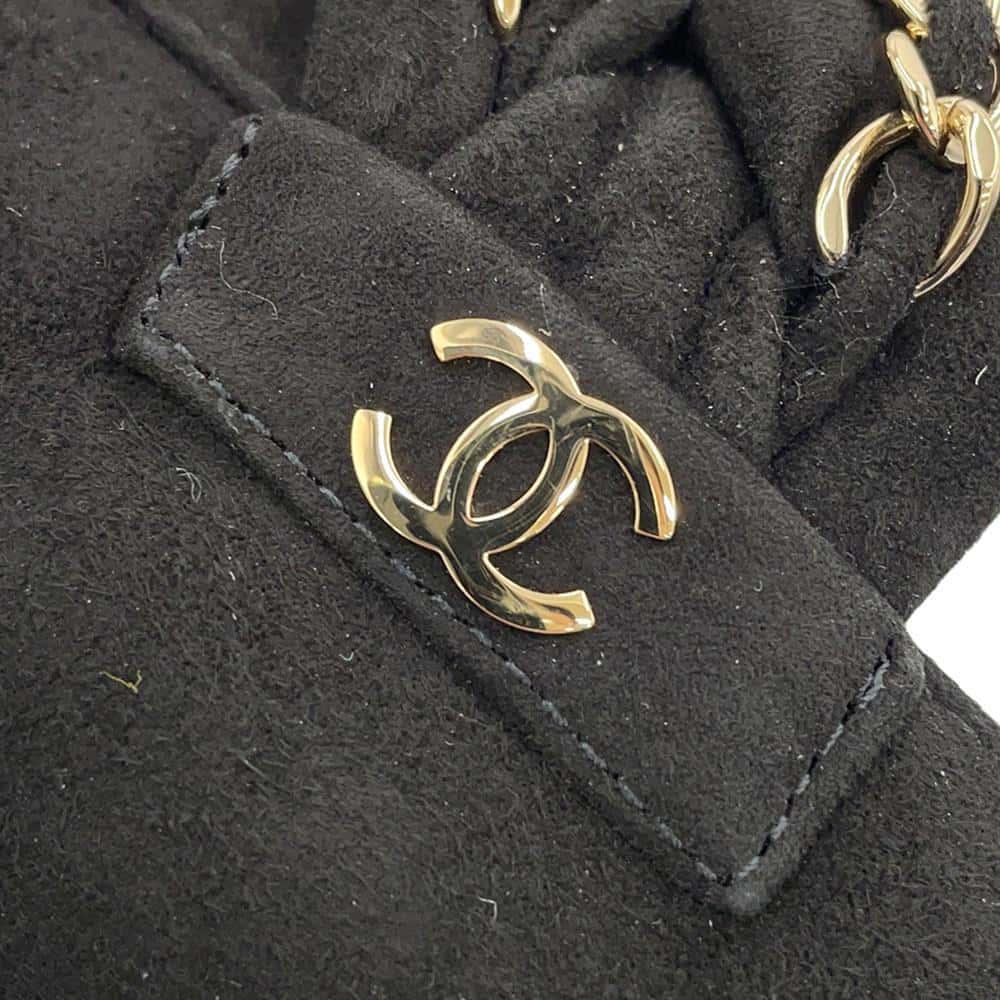 CHANEL CC Logo Chain Loafers BlackG32955 suede Size 37