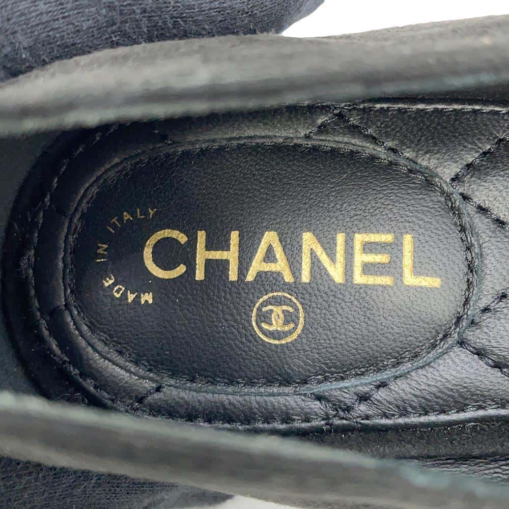 CHANEL CC Logo Chain Loafers BlackG32955 suede Size 37