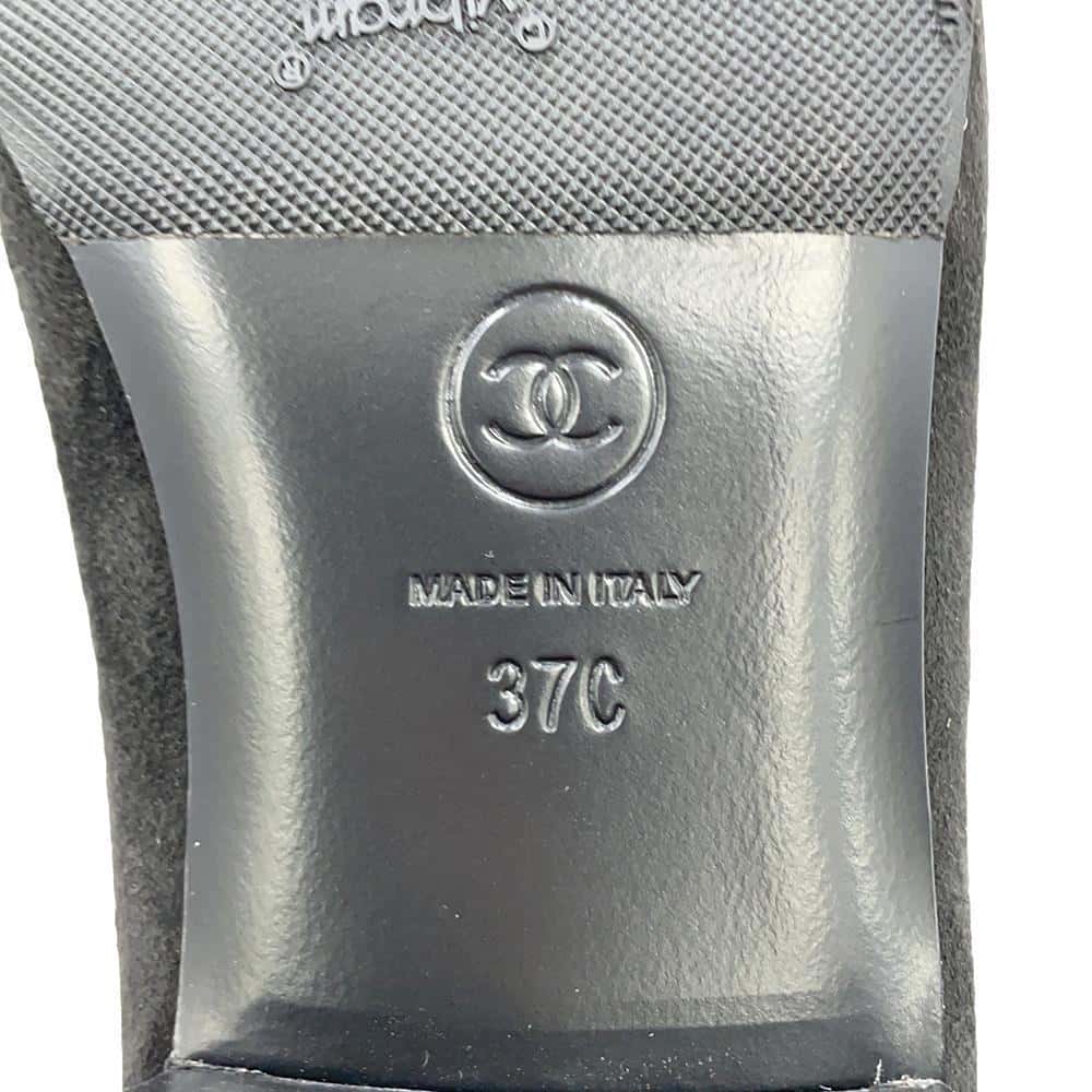 CHANEL CC Logo Chain Loafers BlackG32955 suede Size 37