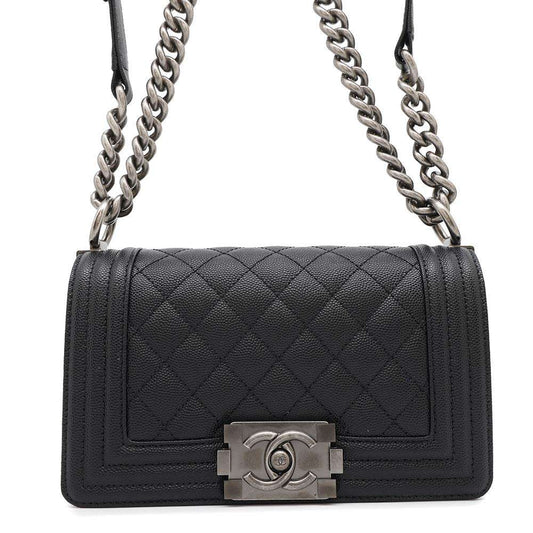 CHANEL Boy Chanel ChainShoulder Bag BlackA67085 Caviar Leather Size Small
