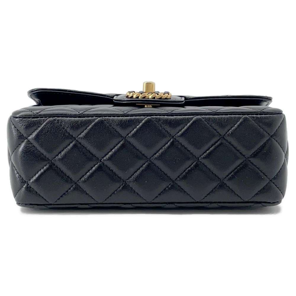 CHANEL Top Handle Matelasse ChainShoulder Bag BlackAS4362 Lambskin