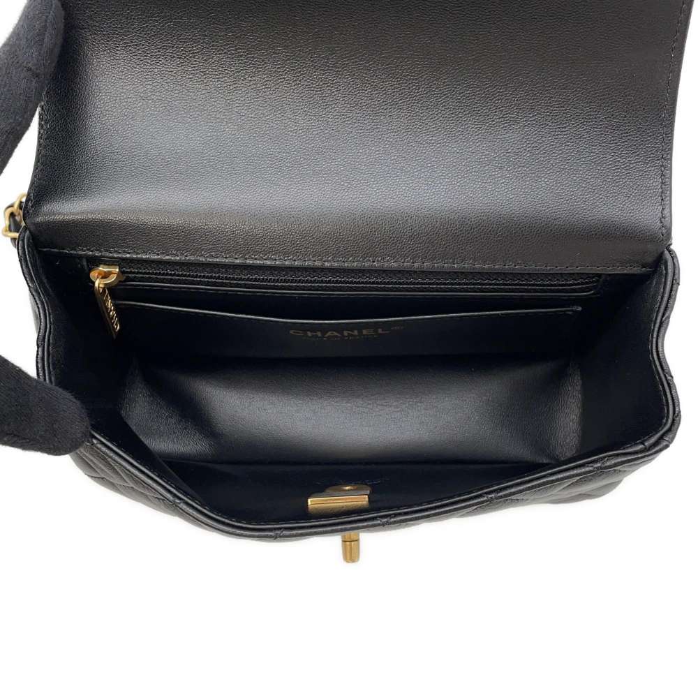 CHANEL Top Handle Matelasse ChainShoulder Bag BlackAS4362 Lambskin