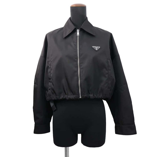 PRADA Re-Nylon Cropped Blouson Jacket Size 36 Black292101 Nylon100%