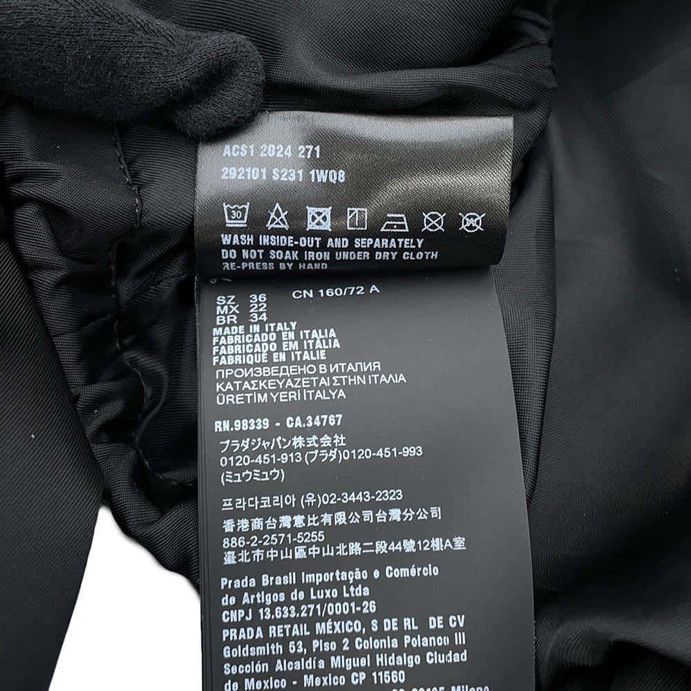 PRADA Re-Nylon Cropped Blouson Jacket Size 36 Black292101 Nylon100%