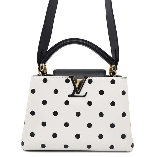 LOUIS VUITTON Capucines White/BlackM20373 Calf Leather Size BB