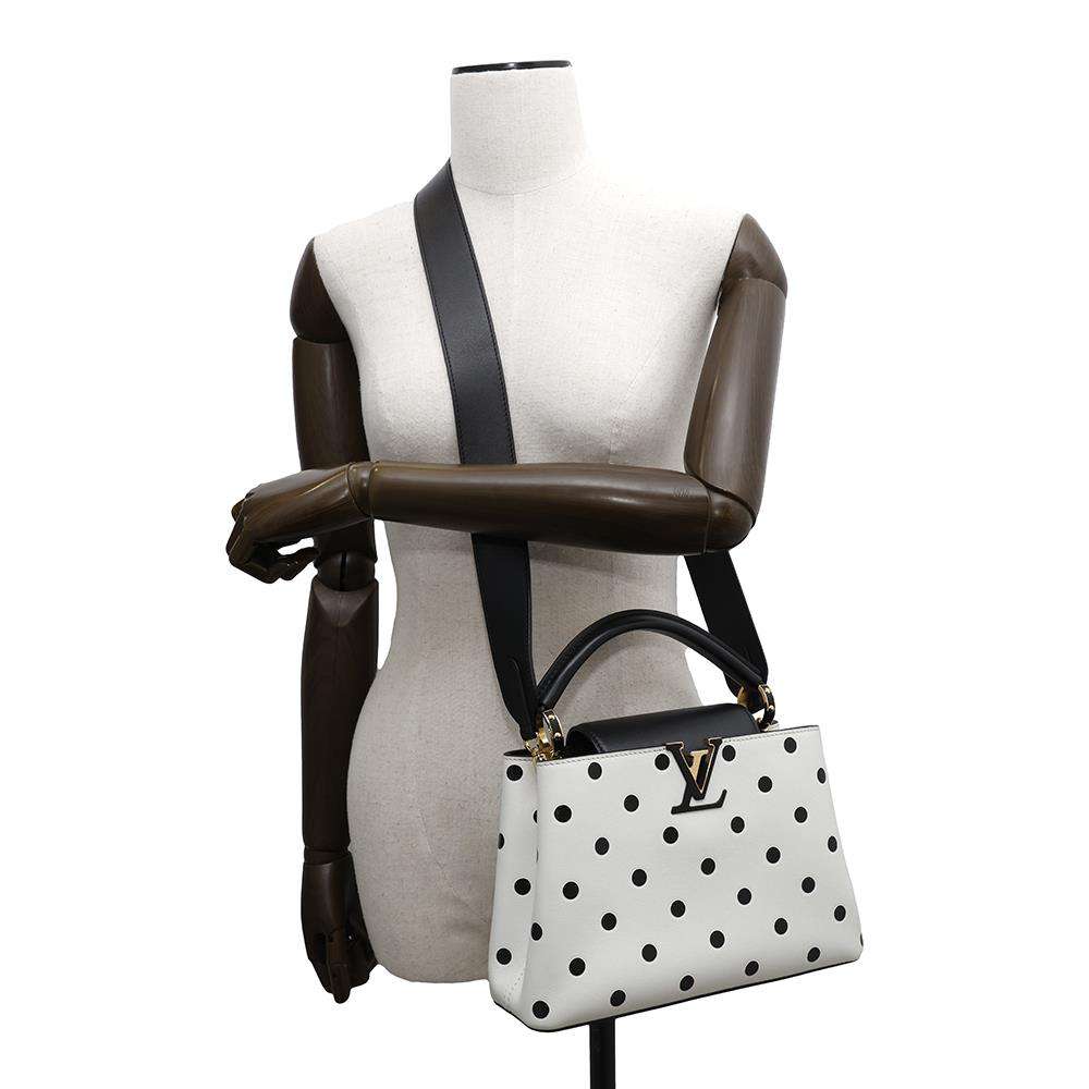 LOUIS VUITTON Capucines White/BlackM20373 Calf Leather Size BB