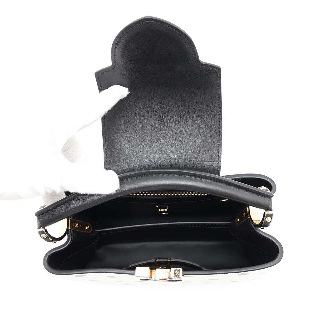 LOUIS VUITTON Capucines White/BlackM20373 Calf Leather Size BB
