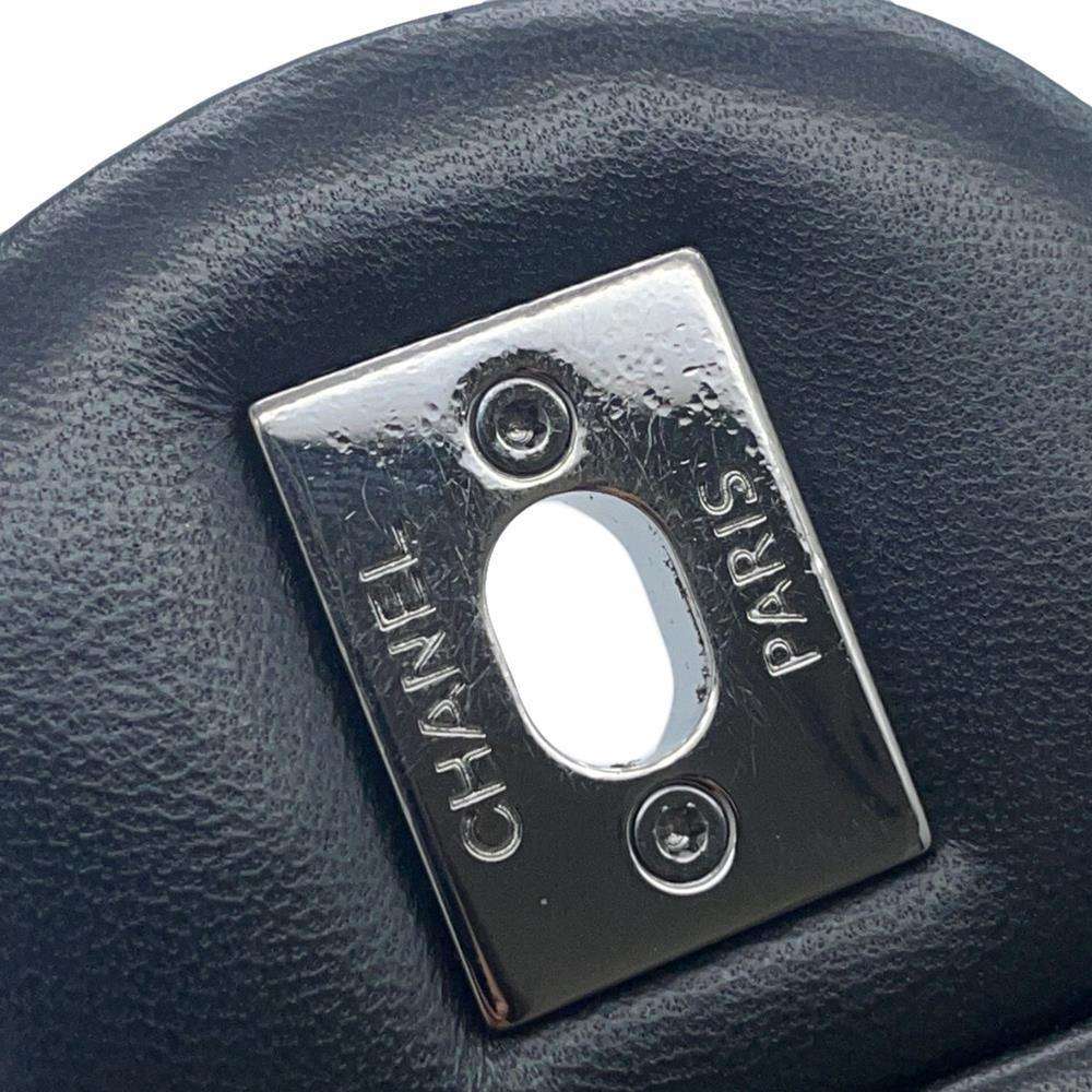 CHANEL Chevron Single Flap ChainShoulder Bag Black Lambskin