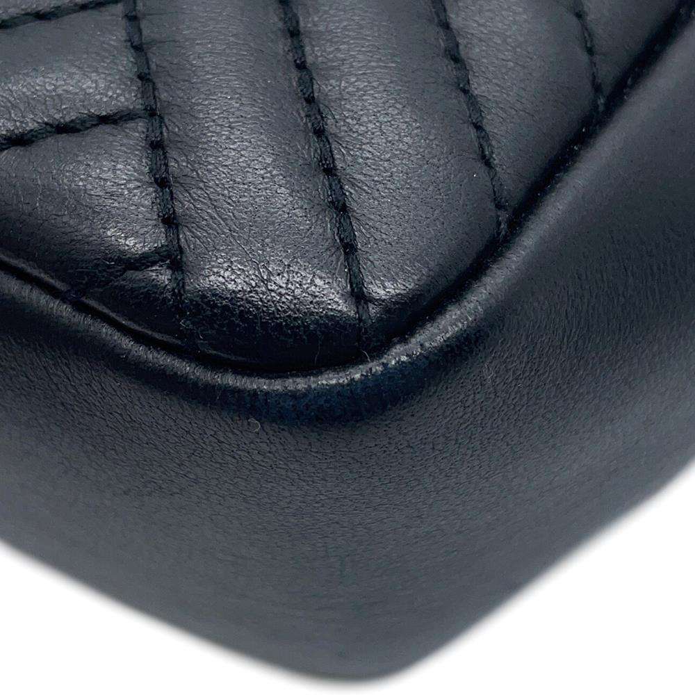 CHANEL Chevron Single Flap ChainShoulder Bag Black Lambskin