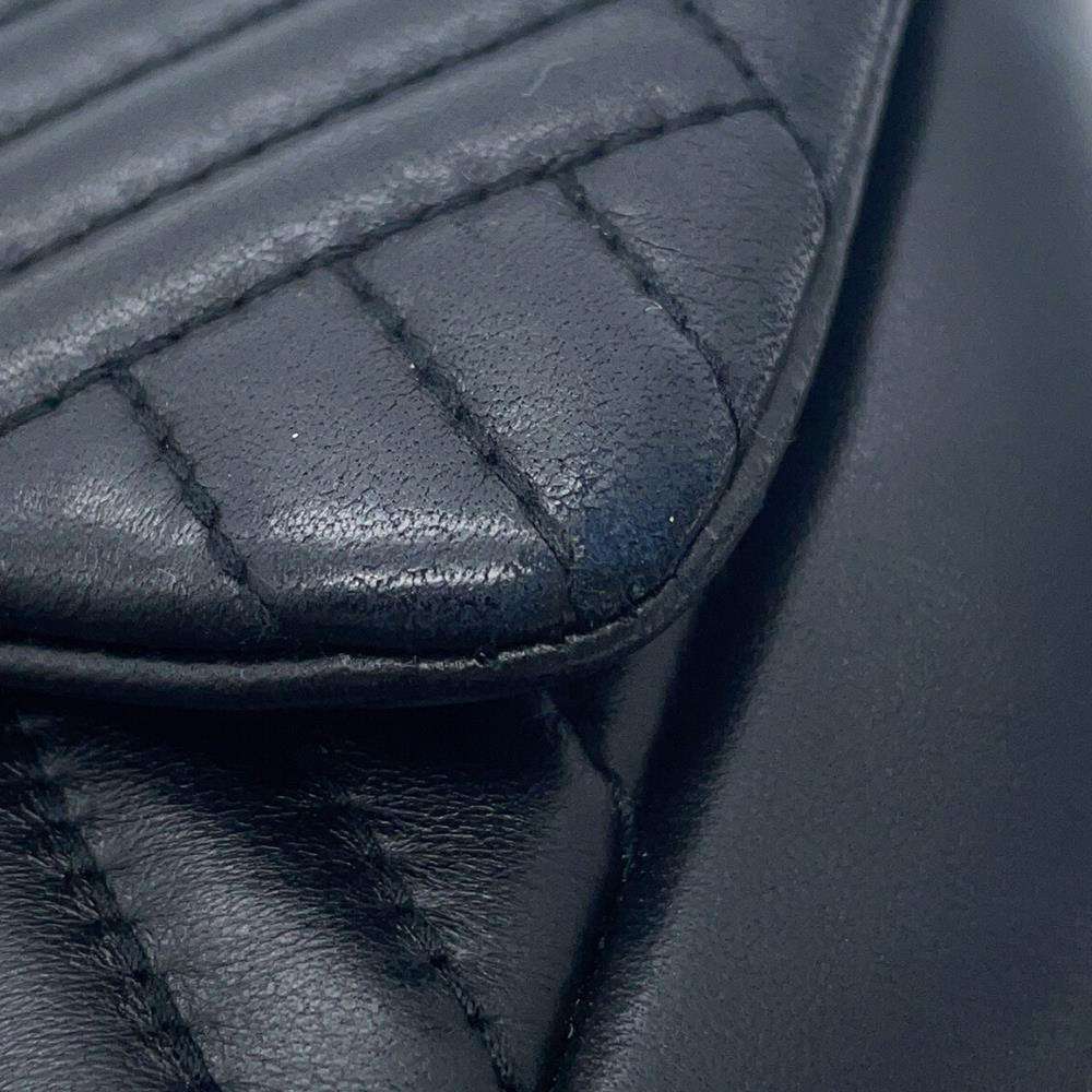 CHANEL Chevron Single Flap ChainShoulder Bag Black Lambskin