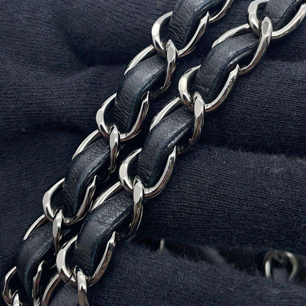 CHANEL Chevron Single Flap ChainShoulder Bag Black Lambskin