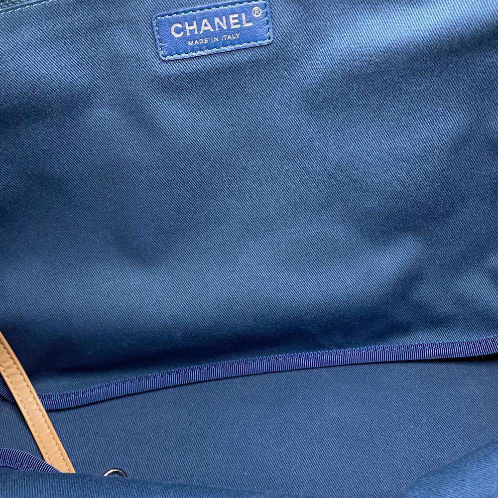 CHANEL Large shopping bag Beige/NavyA57161 Straw Leather