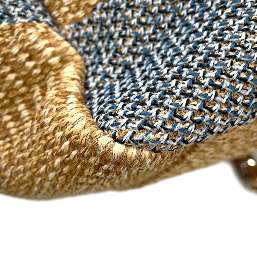 CHANEL Large shopping bag Beige/NavyA57161 Straw Leather