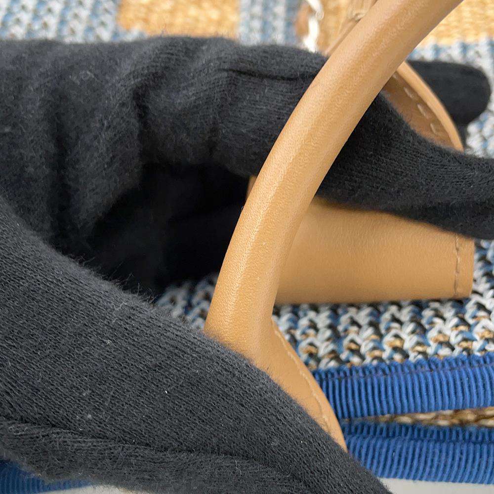 CHANEL Large shopping bag Beige/NavyA57161 Straw Leather