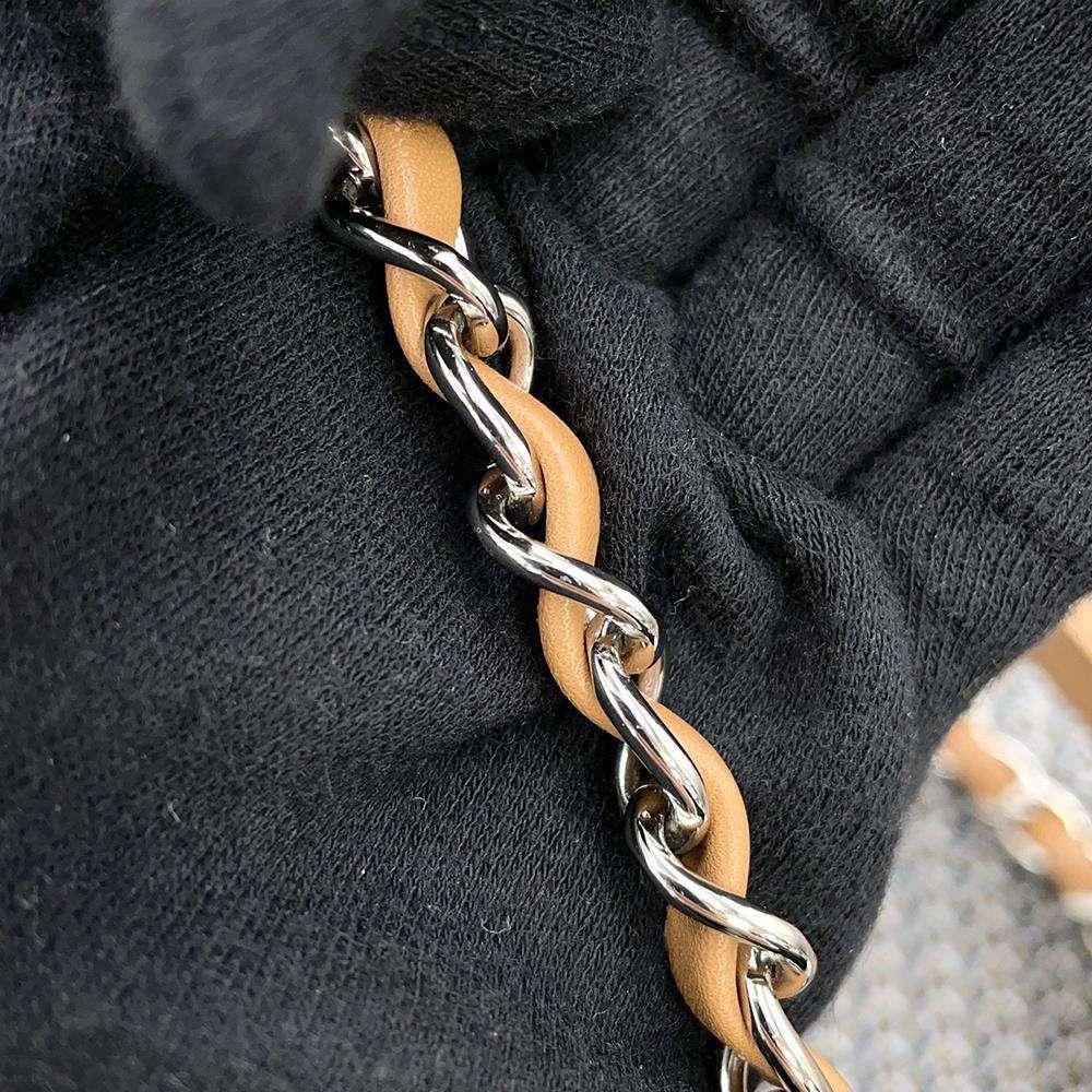 CHANEL Large shopping bag Beige/NavyA57161 Straw Leather