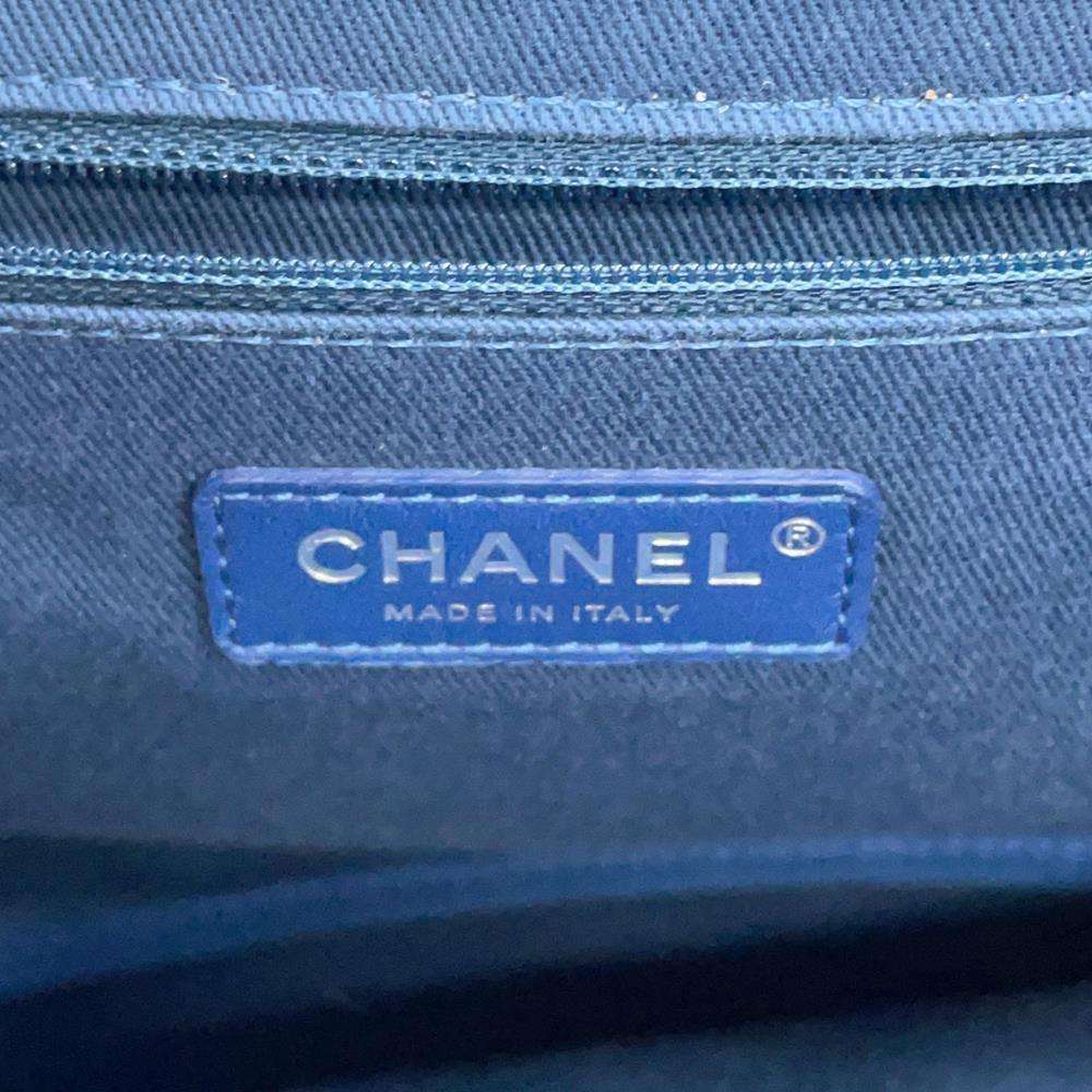 CHANEL Large shopping bag Beige/NavyA57161 Straw Leather