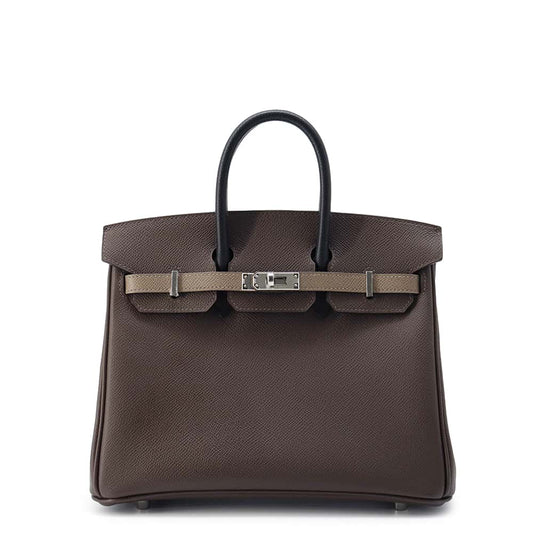 HERMES Birkin tricolor Ecorce/Etoupe/Black Epsom Size 25
