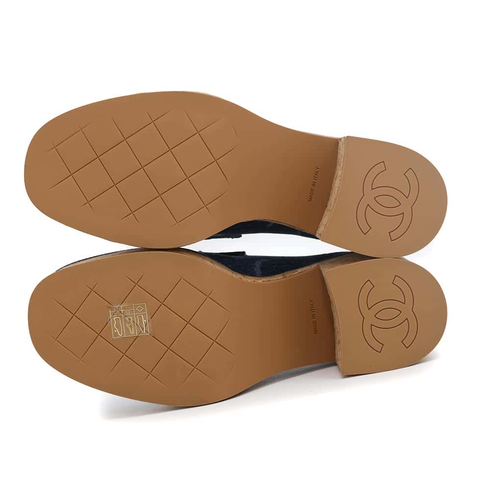 CHANEL heel loafers BlueG45142 Denim Size 36