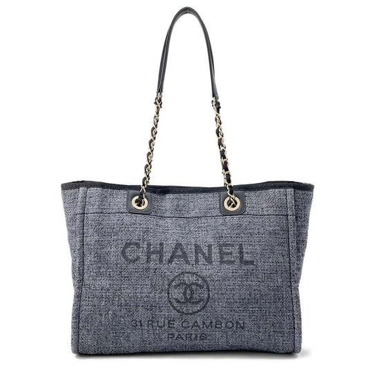 CHANEL Deauville ChainTote Bag GrayA67001 Raffia Leather Size MM