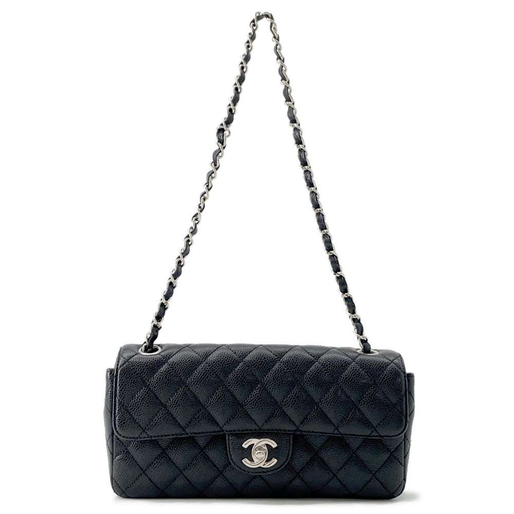 CHANEL Matelasse Single Flap ChainShoulder Bag One Belt Black Caviar Leather