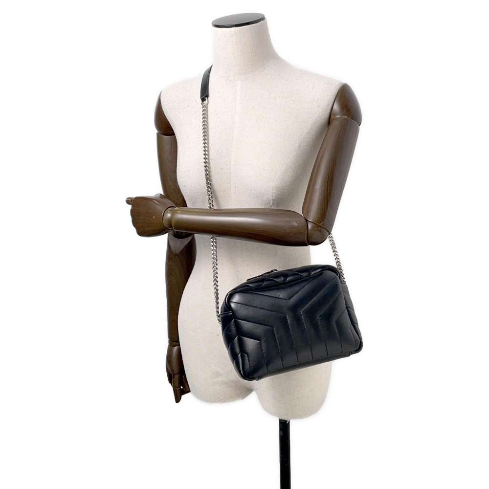 SAINT LAURENT PARIS Loulou Chain Leather Shoulder Black574102 Leather